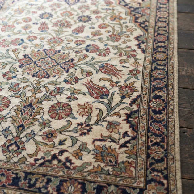 Ottoman Garden Turkish Rug Ivory Botanical Traditional Design - Image 2