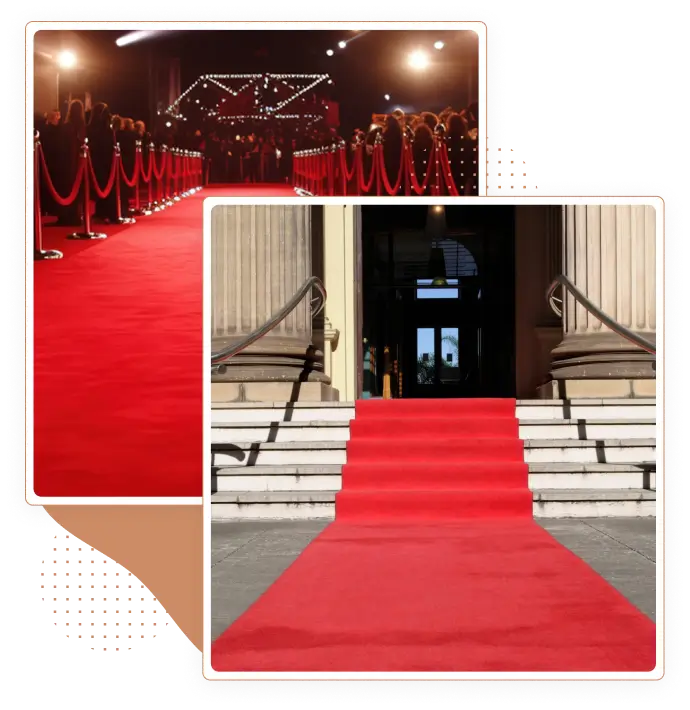 Elegant red carpet for living room or hallway