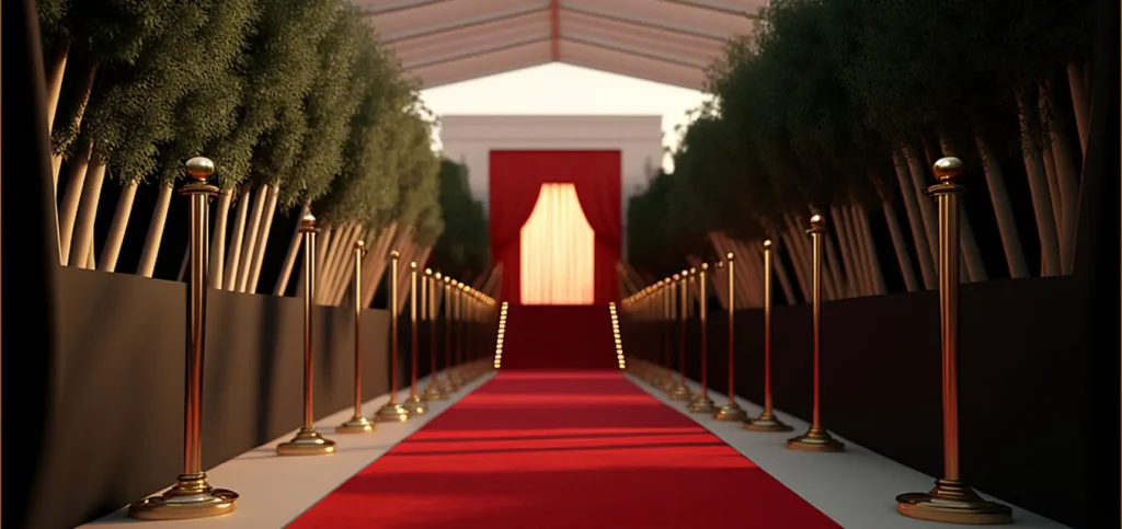 Premium red carpet with luxurious texture