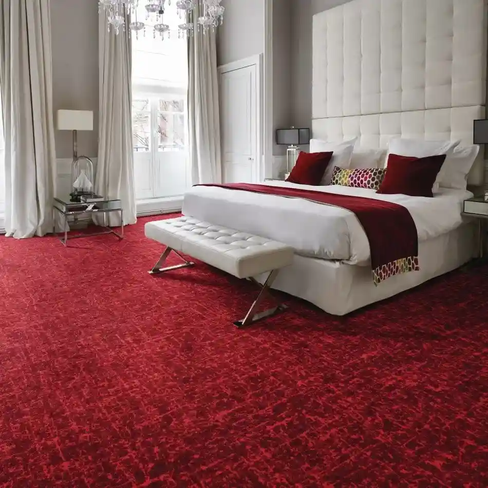 Elegant red area rug for Dubai homes with contemporary décor