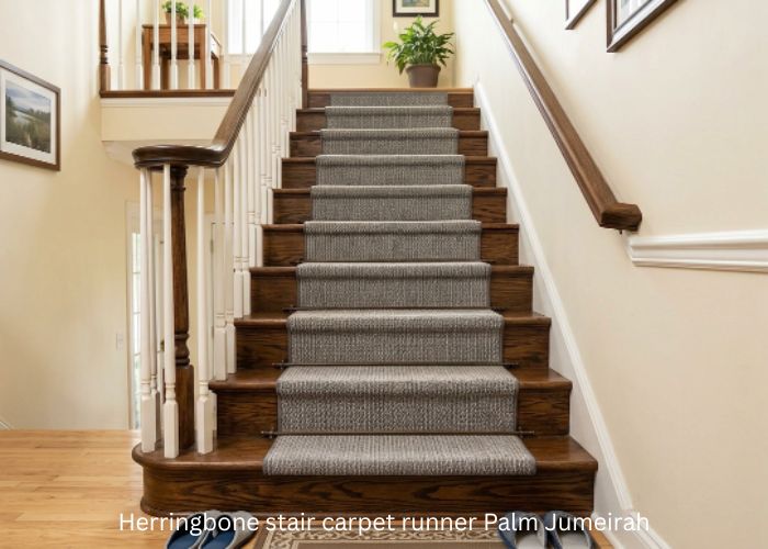 Herringbone stair carpet runner Palm Jumeirah