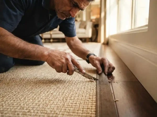 Custom sisal carpet Dubai installation
