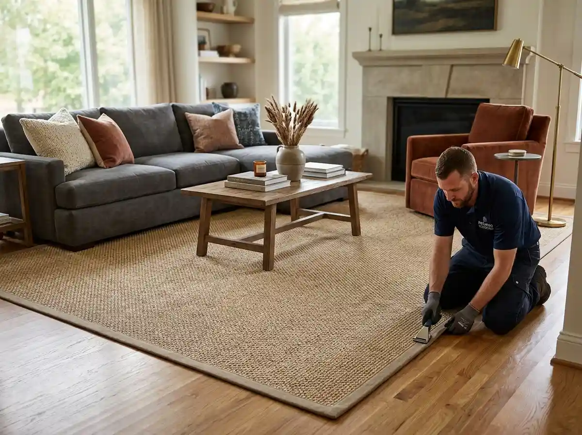 Custom sisal rug installation